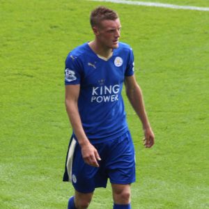 Jamie Vardy playing for Leicester